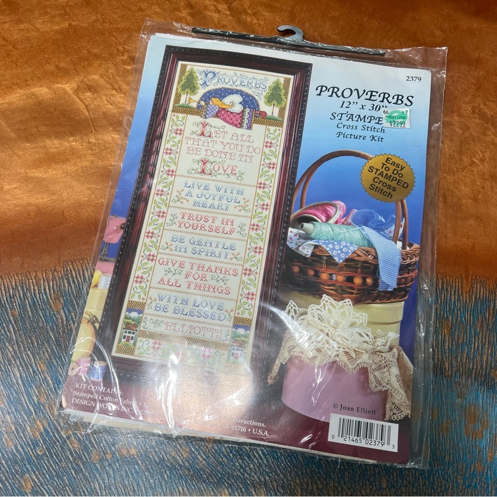 Vintage New Deaign Works Proverbs Cross Stitch Picture Kit - Multicolor